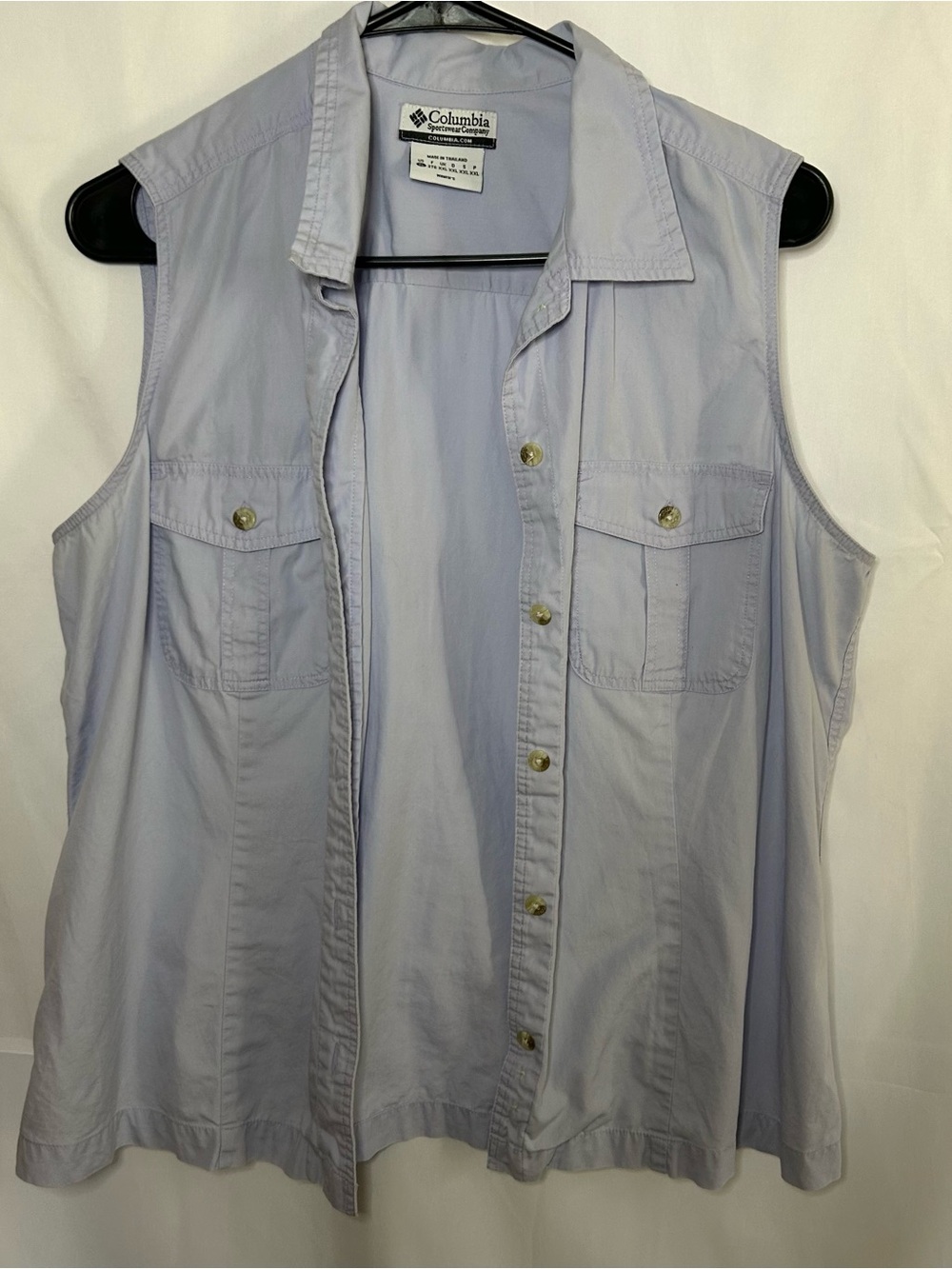 Columbia Sportswear Women's Light Blue Button Up Sleeveless Shirt Size xl